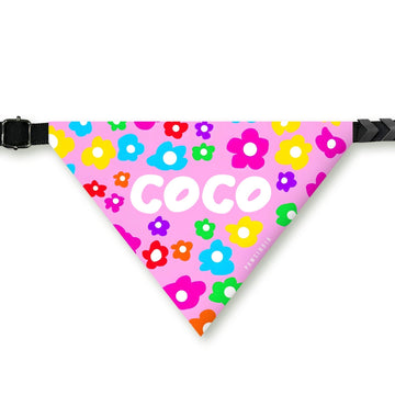 PawsIndia Customized Pet Bandana - Floral - Pink